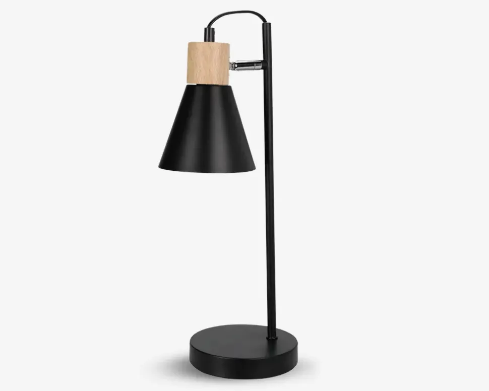 Bordlampe Sort/Træ H.44 cm