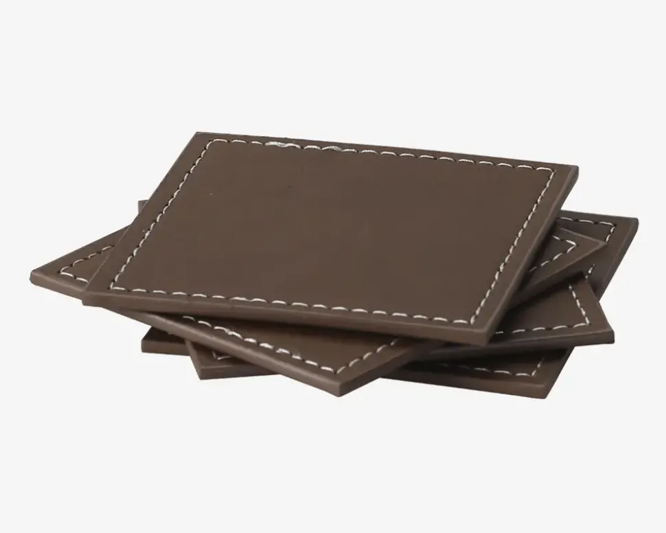Coaster Brun PU 4 Stk. 10x10 cm