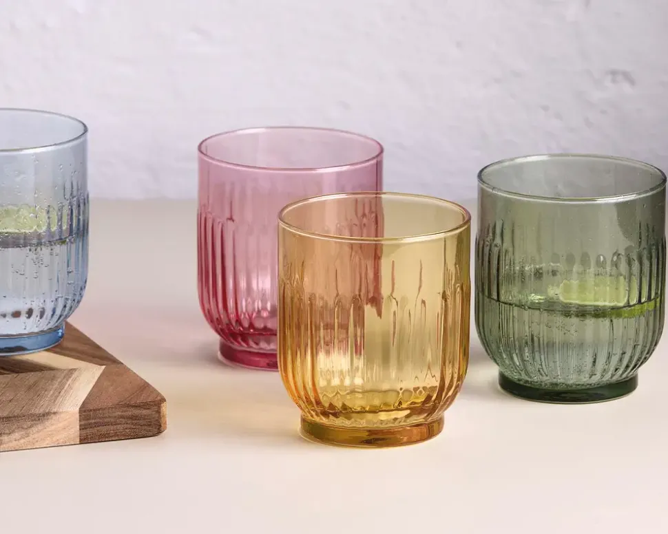 Drikkeglas farvet 33cl 4 stk.