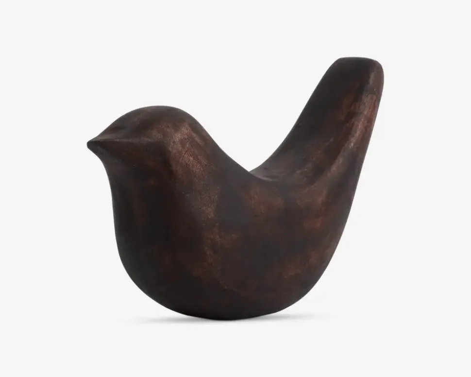 Figur fugl valnød H.12,5 cm