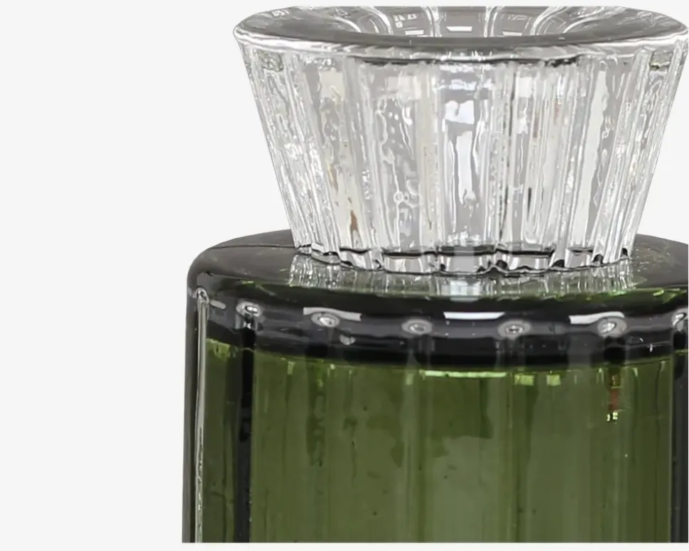Fyrfadsstage Grøn Glas H.8 cm
