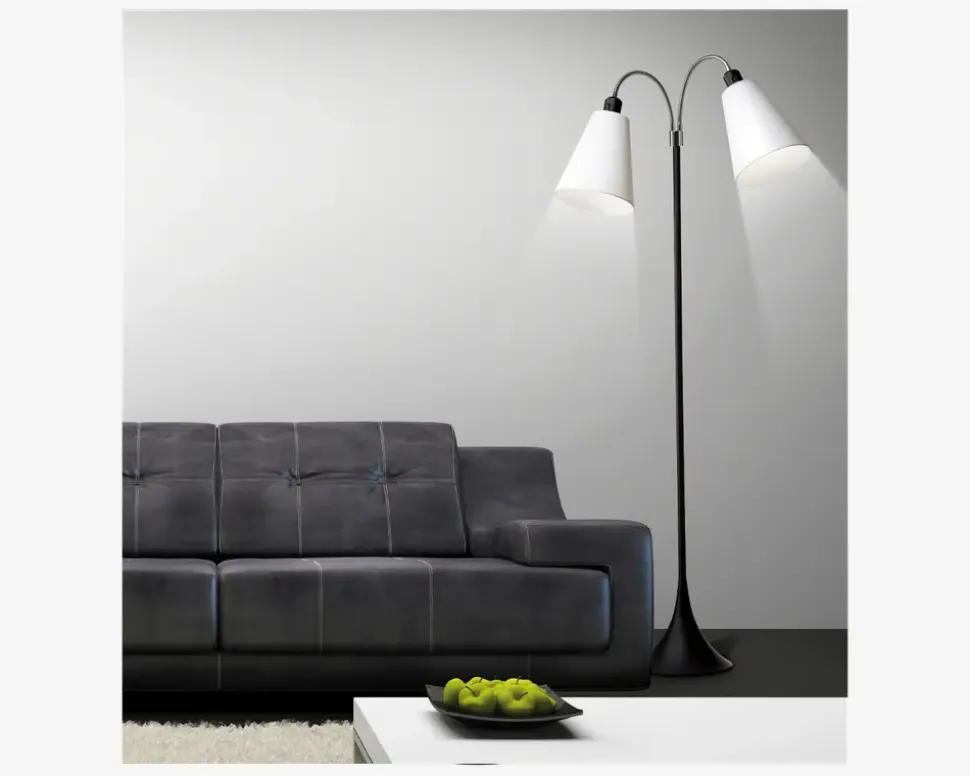 Gulvlampe fodgænger sort u/skærme H.135 cm