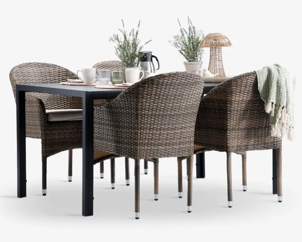 Havebord sort nonwood 90x150 cm
