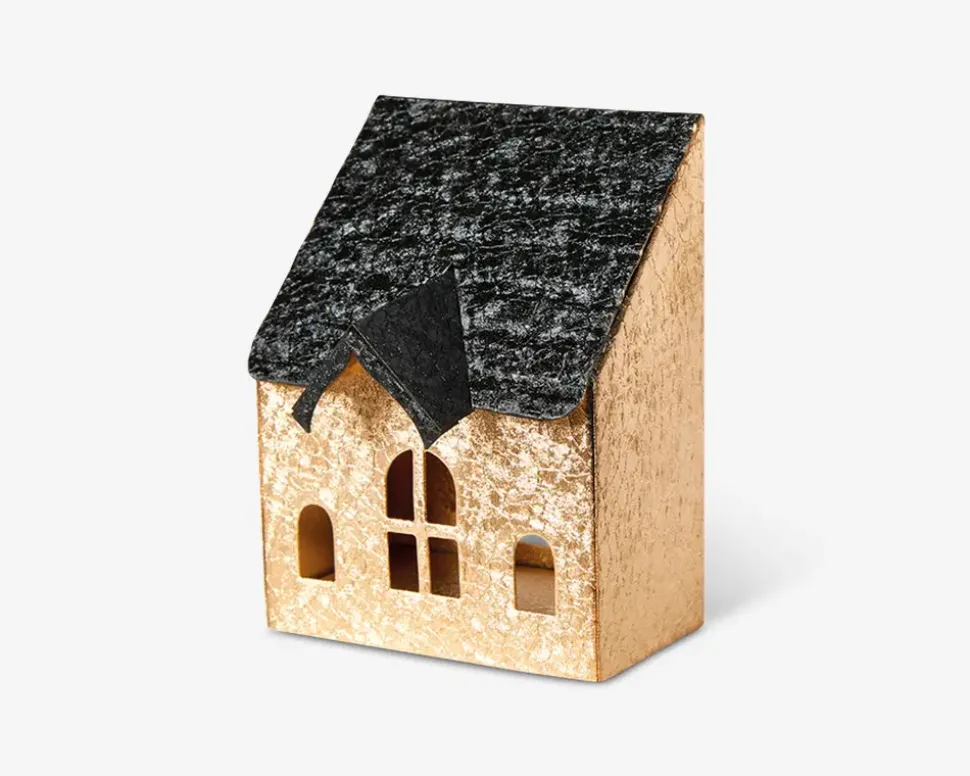 Hus t/fyrfadslys metal 9x7x12 cm