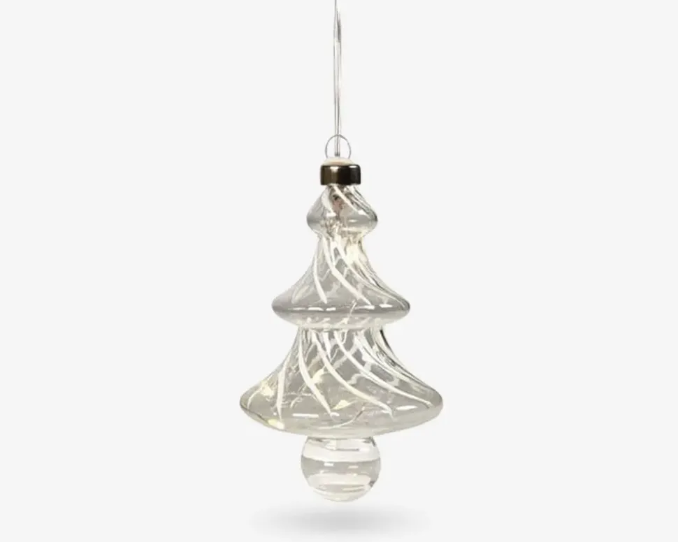 Juletræs Ornament Glas M. LED H. 13 cm