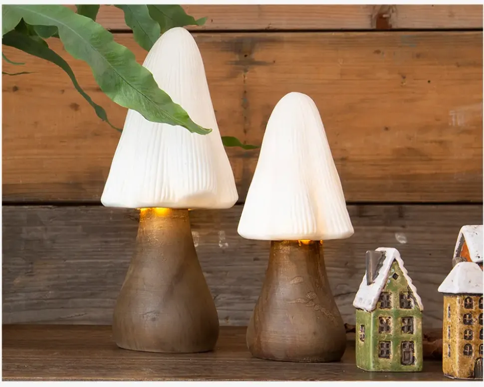 Lampe svamp LED mørk H.21 cm