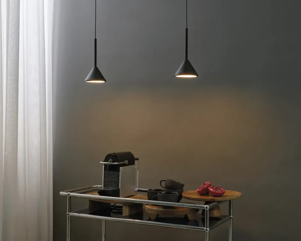 Loftlampe Fuji single sort Ø.12 cm