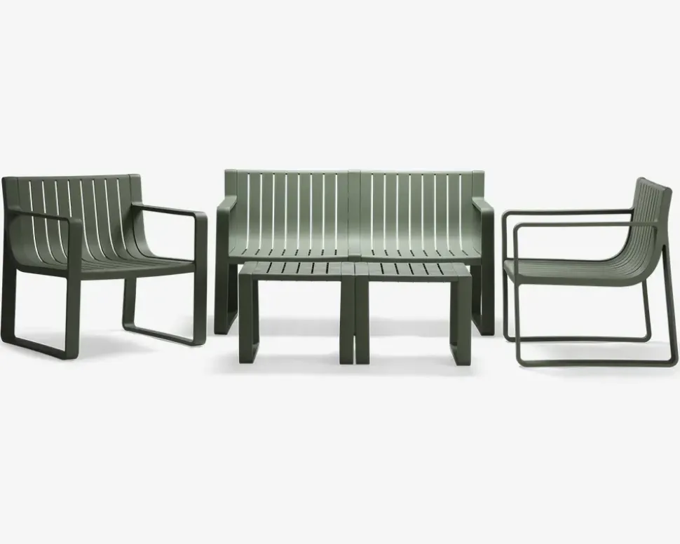 Loungesæt grøn plast 5 dele