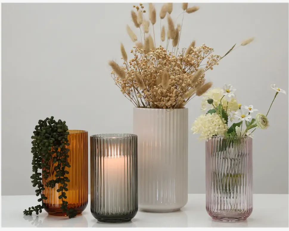 Lyngby vase glas pink H.20 cm