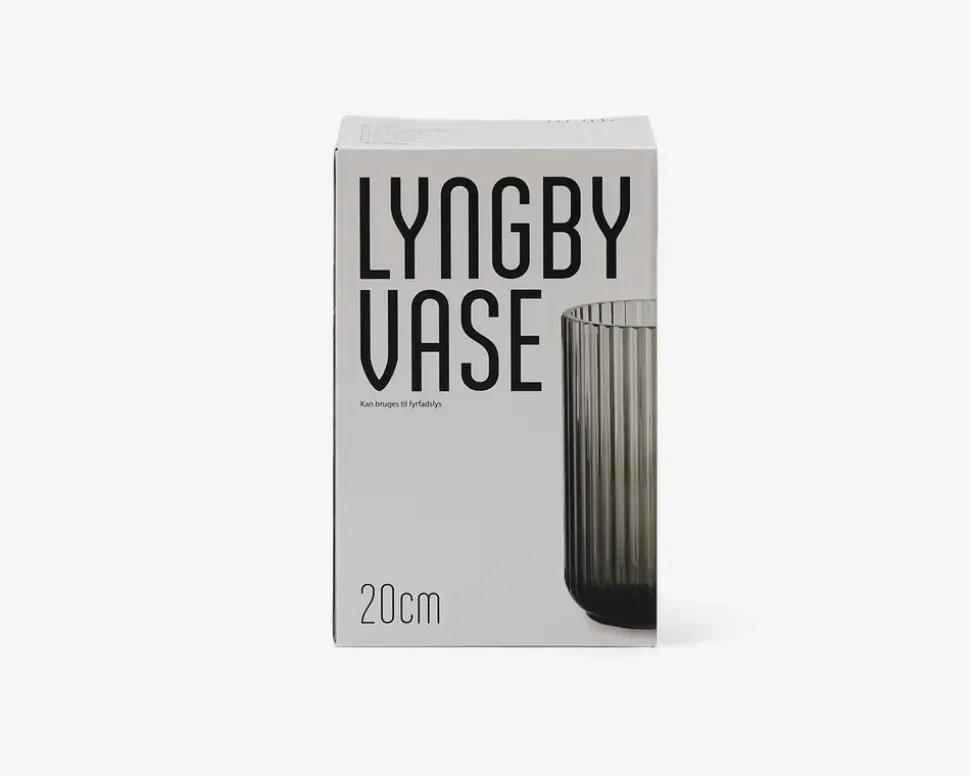 Lyngby vase glas røgfarvet H.20 cm