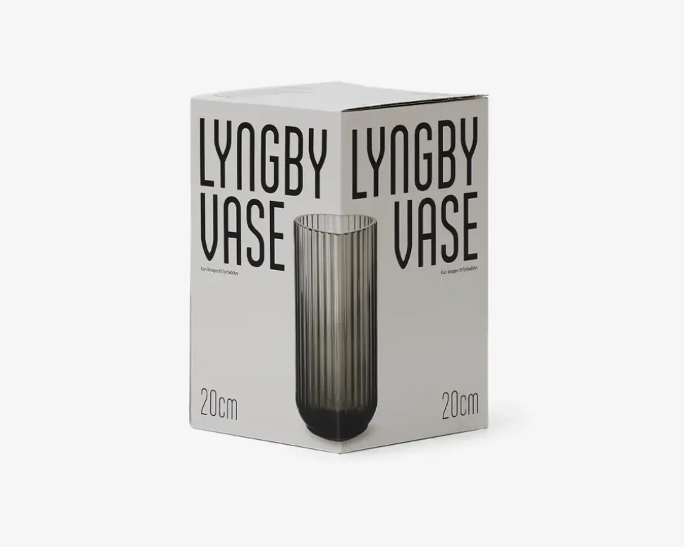 Lyngby vase glas røgfarvet H.20 cm