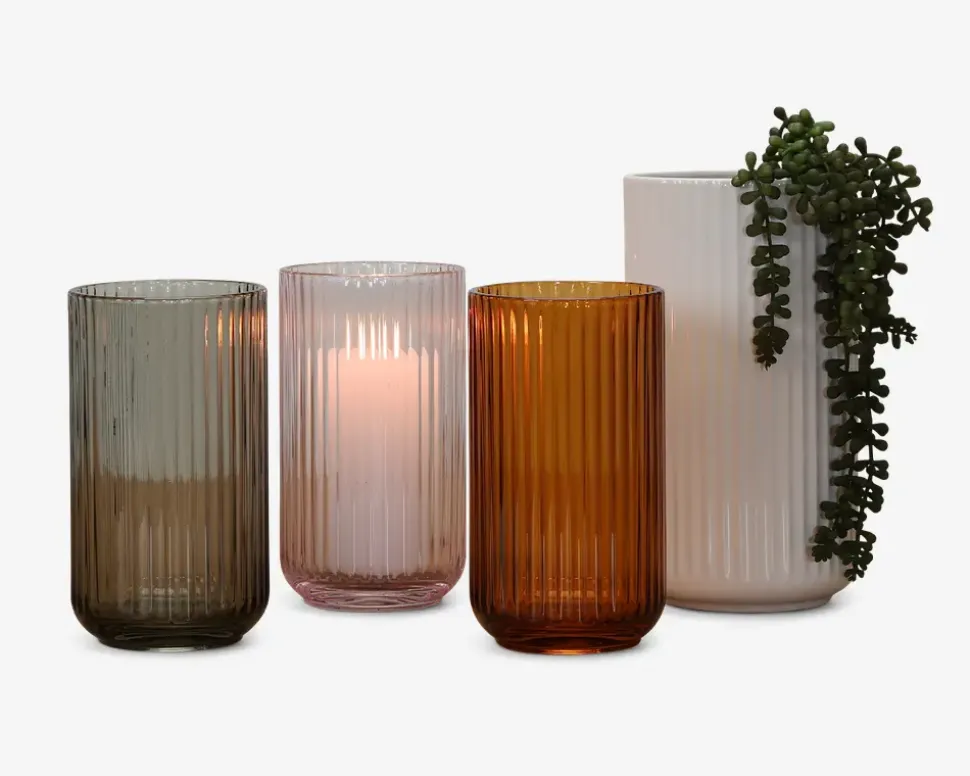 Lyngby vase glas røgfarvet H.20 cm