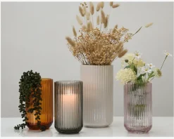 Lyngby vase glas røgfarvet H.20 cm