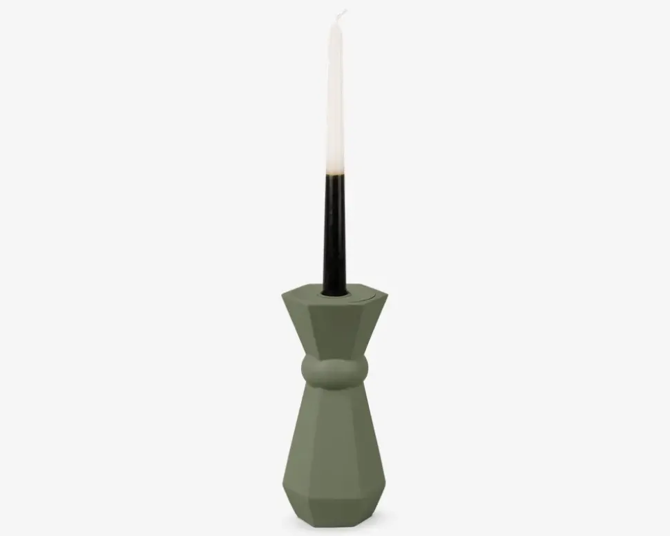 Lysestage Geo Queen grøn H.17 cm