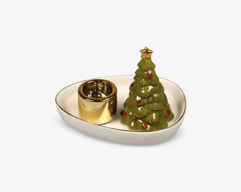Lysestage I Guld Juletræ Ø.10 cm