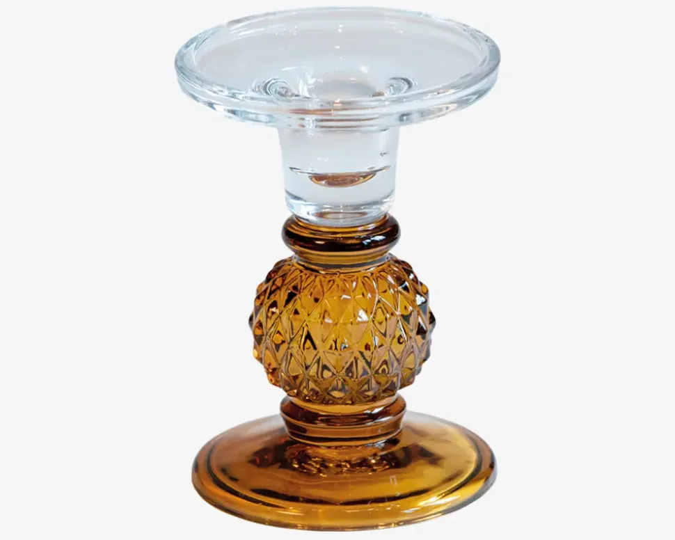 Lysestage Klar/Amber H.13 cm