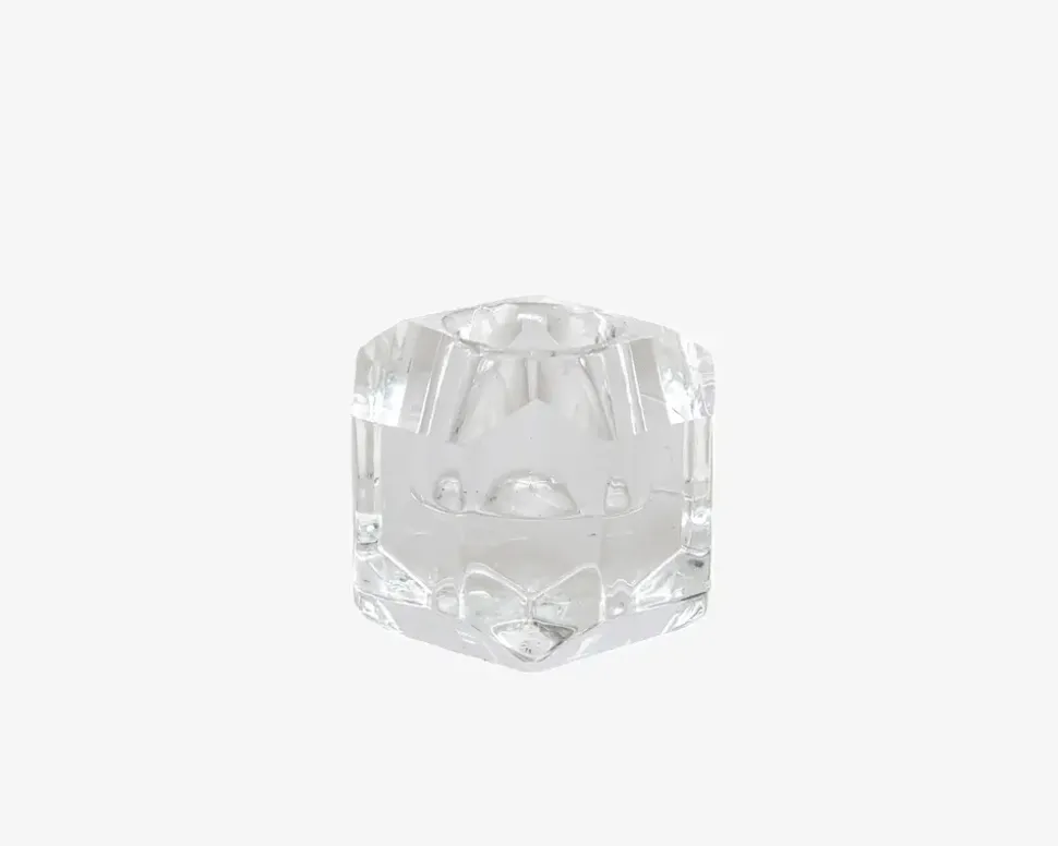 Lysestage Krystal Klar H.5 cm