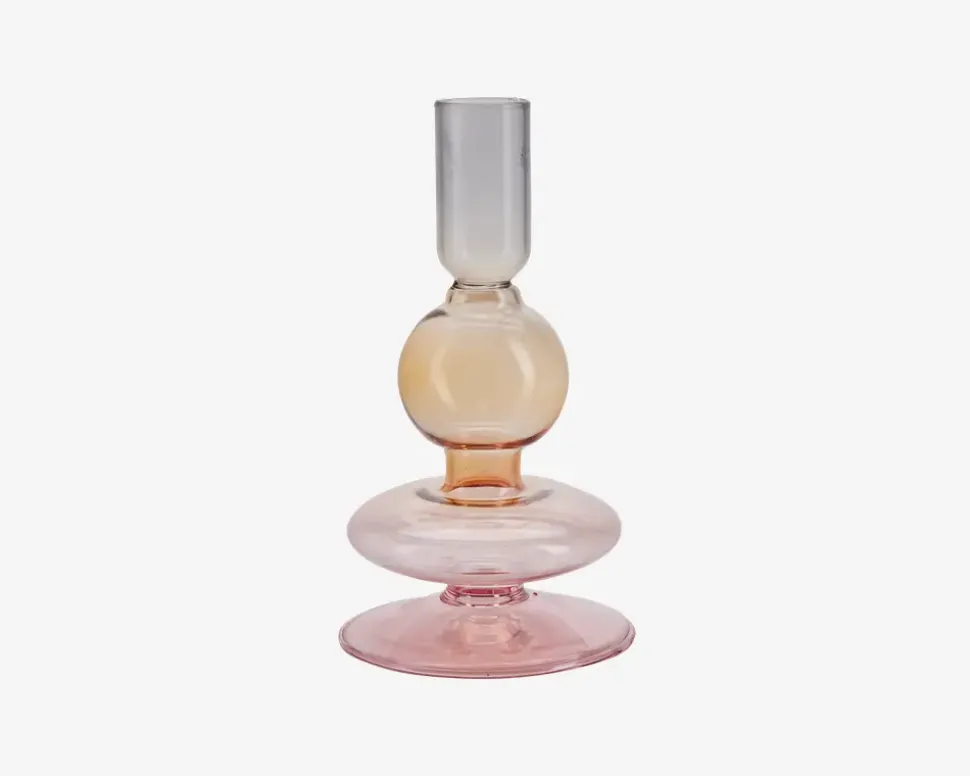 Lysestage Pink/Gylden H.16cm