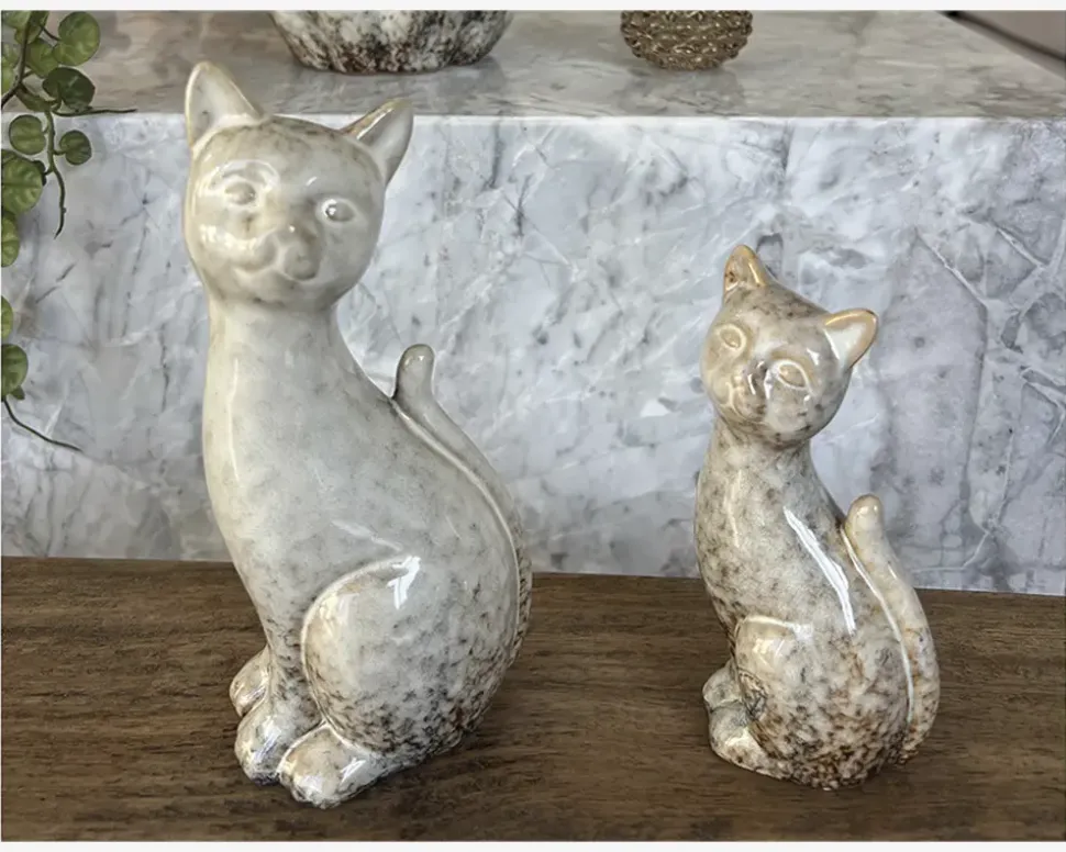 Porcelæn kat sand H.12,5 cm