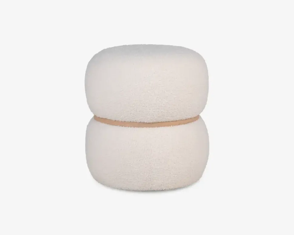 PUF HVID BOUCLE Ø-38CM. H-41CM