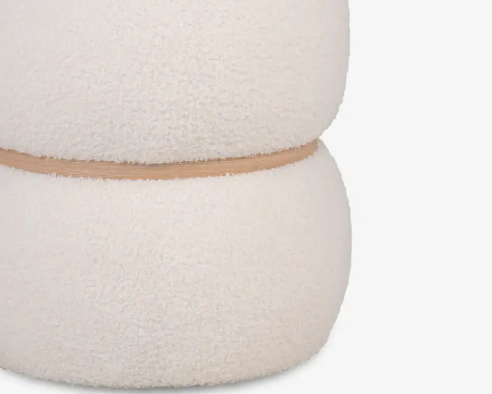PUF HVID BOUCLE Ø-38CM. H-41CM