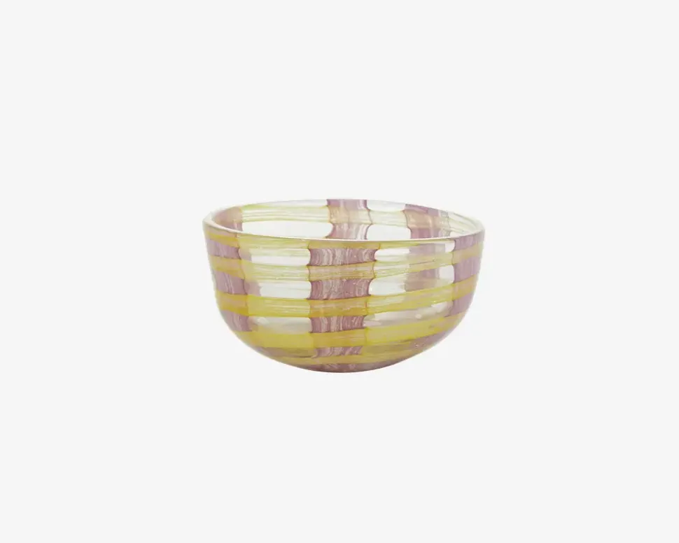 Skål Mønster Gul/Pink Ø.12 cm