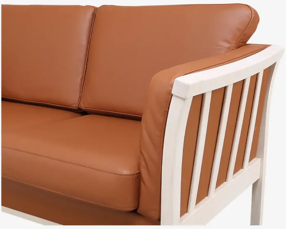 Sofa 2 Pers. Luksus Tremmesofa Cognac/Bøg