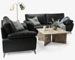 Sofa 3 Pers. Sort Kunstlæder/PU