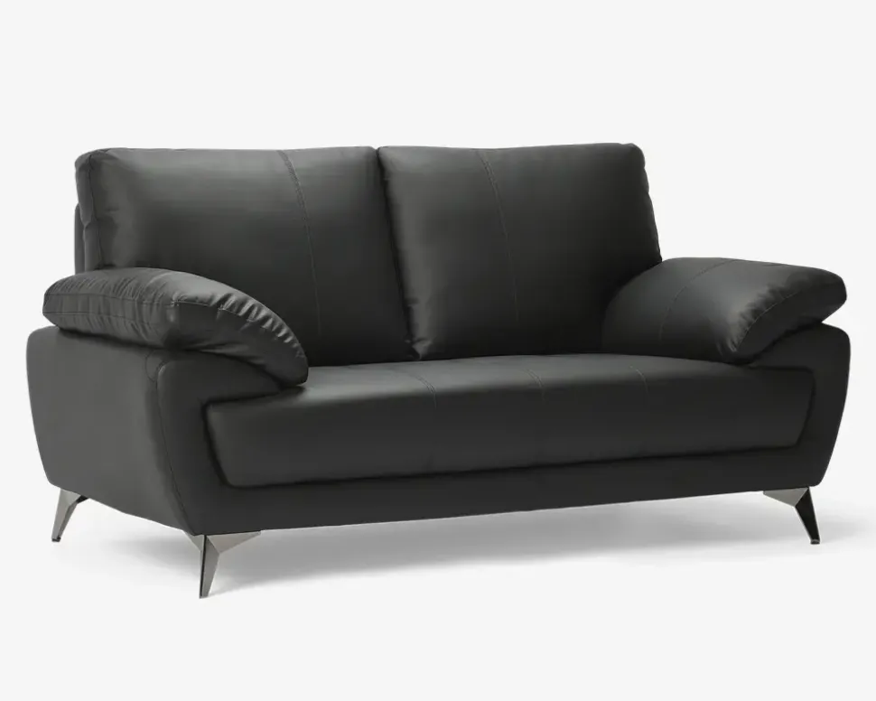 Sofa 2 Pers. Sort kunstlæder/PU