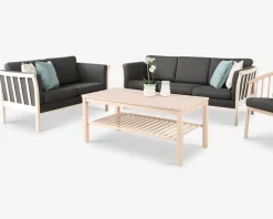 Sofa 3 Pers Tremmesofa Grå Stof