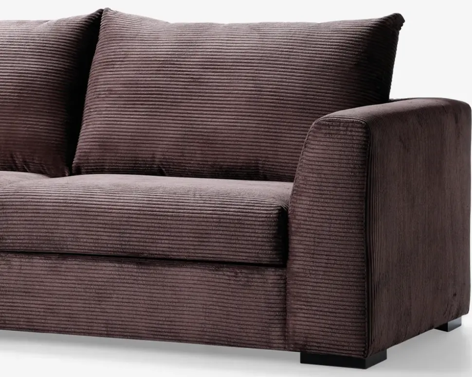Sofa med chaiselong brun fløjl venstre