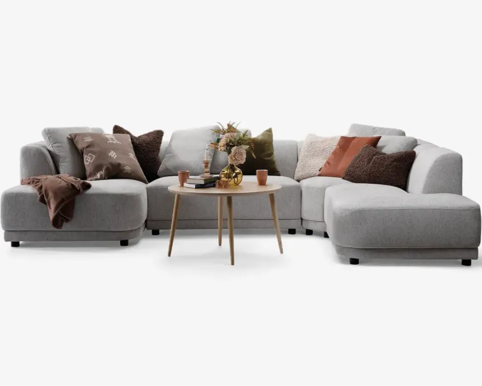 Sofa U-shape grå/beige højrevendt