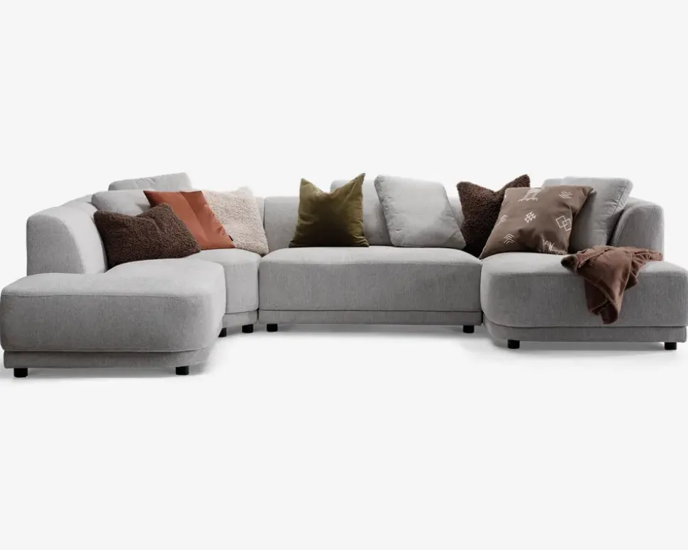 Sofa U-shape grå/beige venstrevendt