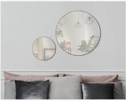 Spejl Cirkel Sort Ø.80 cm