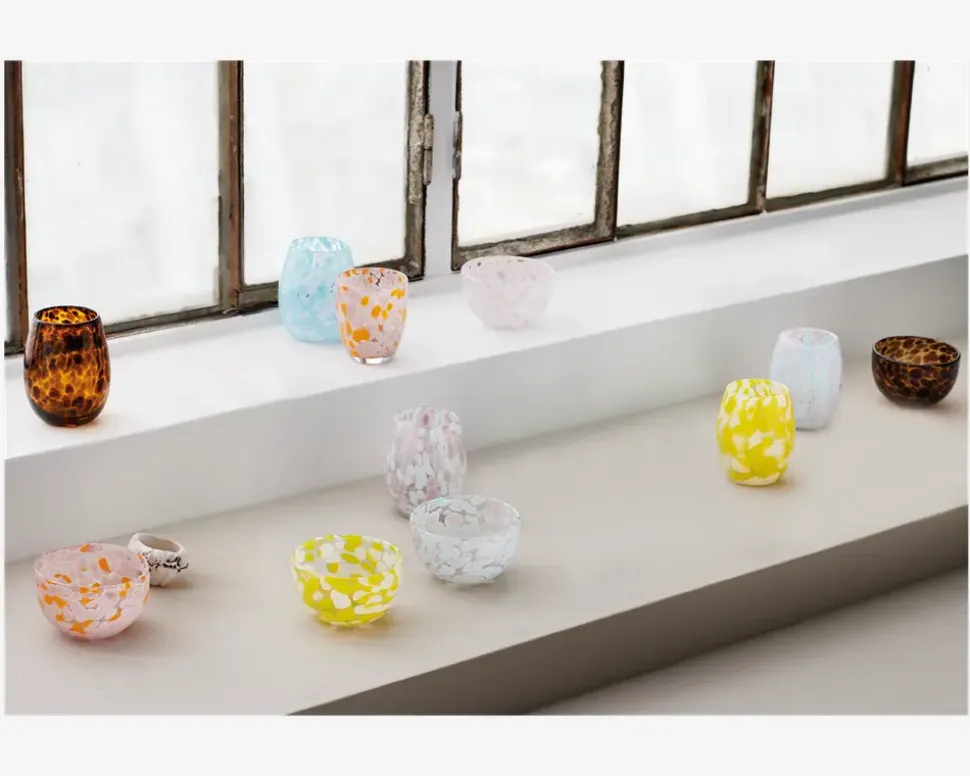 Vandglas Dots Blå/Rosa
