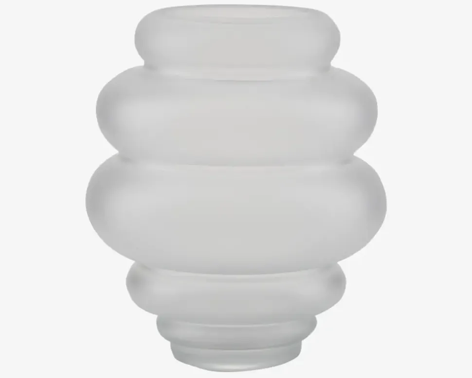 Vase M/Ringe Hvid H.25cm