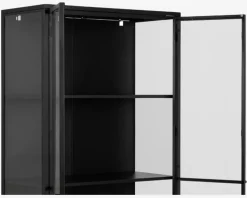 Vitrine Newcastle i sort med 4 hylder