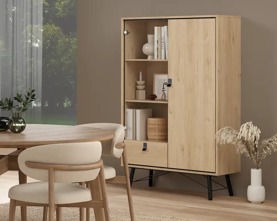 Vitrine Ry B. 102 cm eg/sort